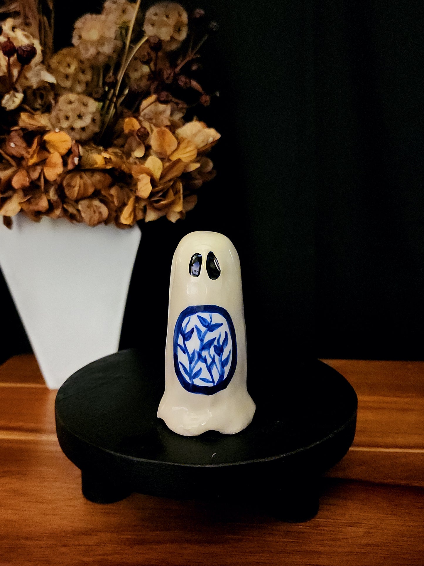 Blue Ornamental Leaves - Ceramic Ghost