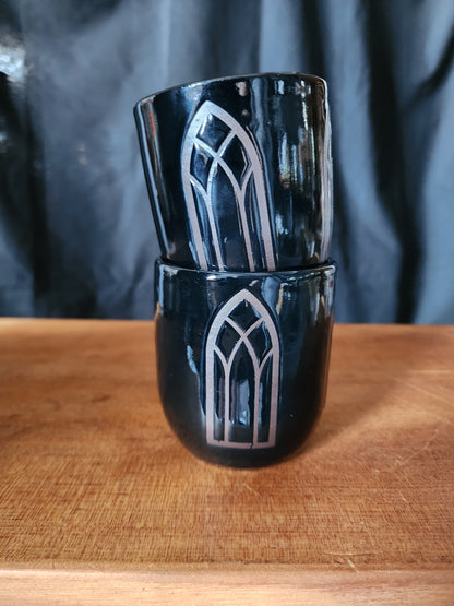 Cathedral Window Tumblers - Black on Black - 1