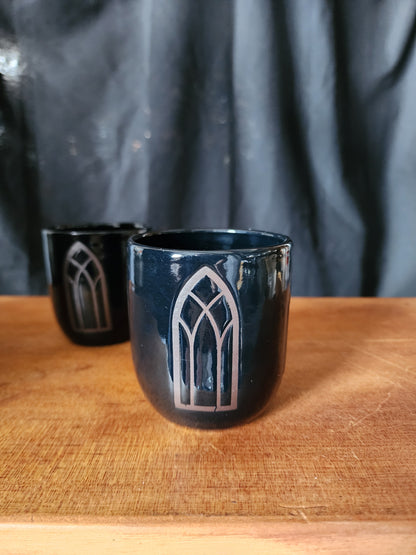 Cathedral Window Tumblers - Black on Black - 1