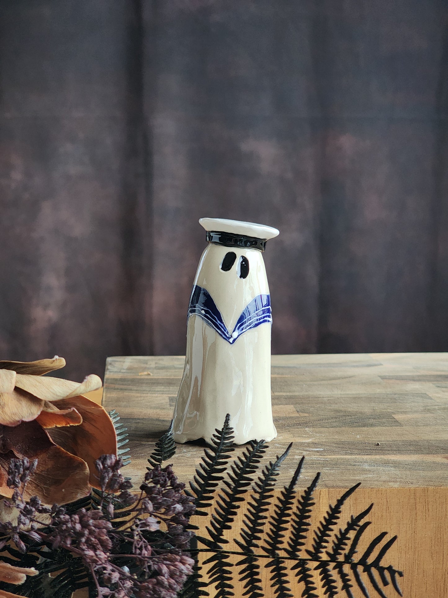 Navy Boo Ceramic Ghost