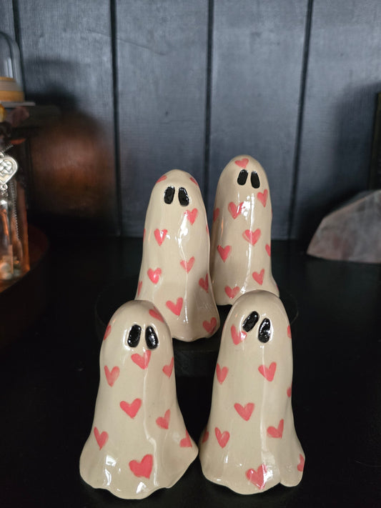 Pink Love Hearts - Ceramic ghost