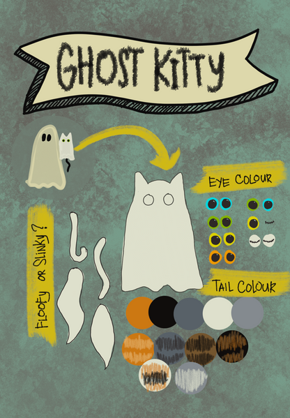 *Pre-Order* Ghost Kitty with Dangling Tail